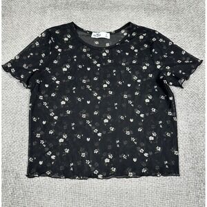 Hollister Top Womens Black‎ Floral Mesh Whimsigoth Grunge Dark Fairy